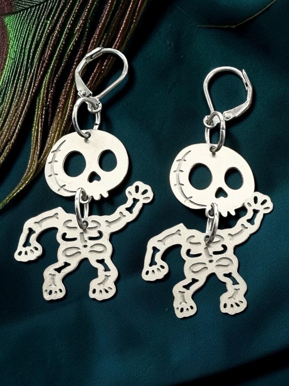 🆕 Dancing Skeleton Laser Etched Earrings